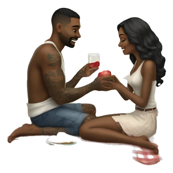 Romantic picnic date for beautiful tattooed couple sticker