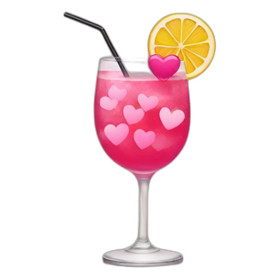 cocktail with glasses and pink hearts sticker
