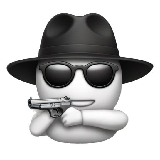 Conejito blanco con gafas negras y una pistola con forma de zanahoria sticker