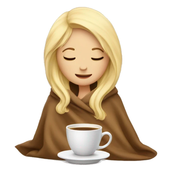 girl inside a blanket sipping coffee eyes closed blonde hair sticker