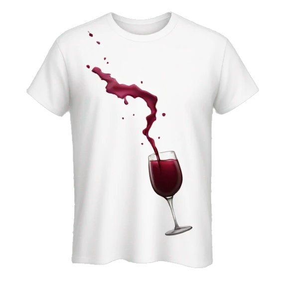 white t-shirt with wine stain sticker