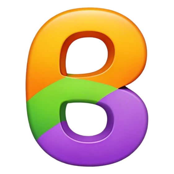 Number 8 in purple, orange, green and yellow sticker