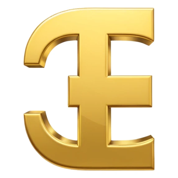 Symbole de currency en or en forme de lettre F précise, seul, 3D, brillant, style emoji simple et lisible sur fond uni. pas une autre lettre sticker