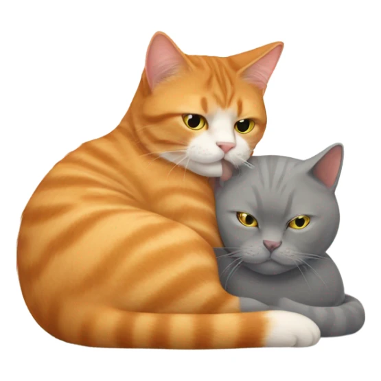 Ginger cat cuddling with a British shorthair sticker
