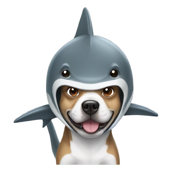 A dog wears a shark costume  sticker