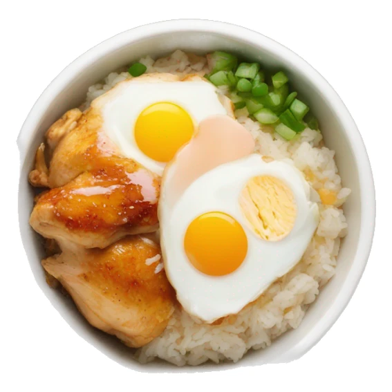 chicken thigh rice bowl with two eggs sticker