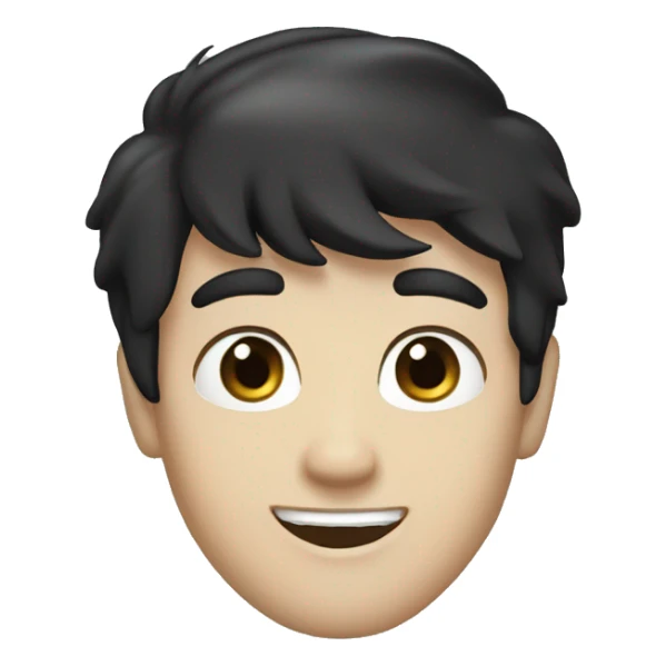Man, black hair, blue eyes, white skin, smiling, happy sticker