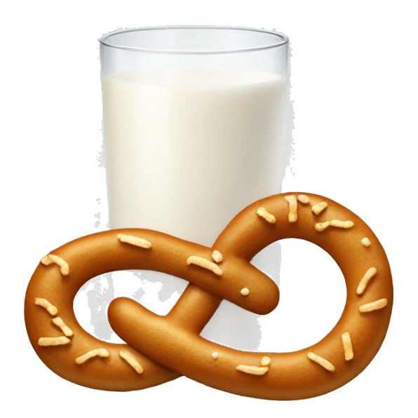 A glass of milk with a pretzel sticker