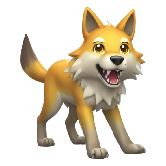 Shiny Colorful Wolf-Pokémon with a shark tail and a shark fin on back Full Body sticker