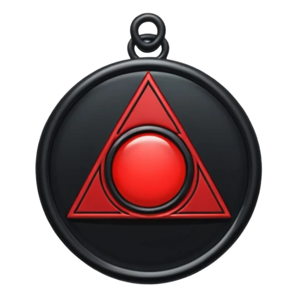 iOS sticker, dark fantasy amulet, black base, red symbol, minimal sticker