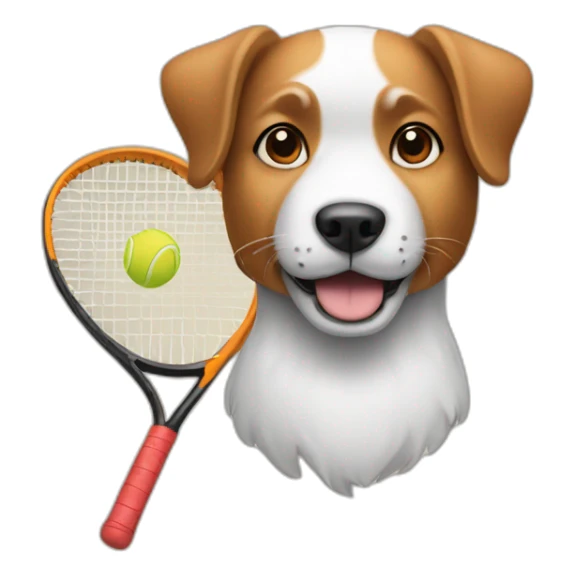 Dog with tennis racket in his paw sticker