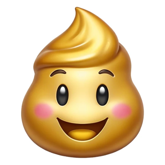 golden poop emoji with a smiley face sticker