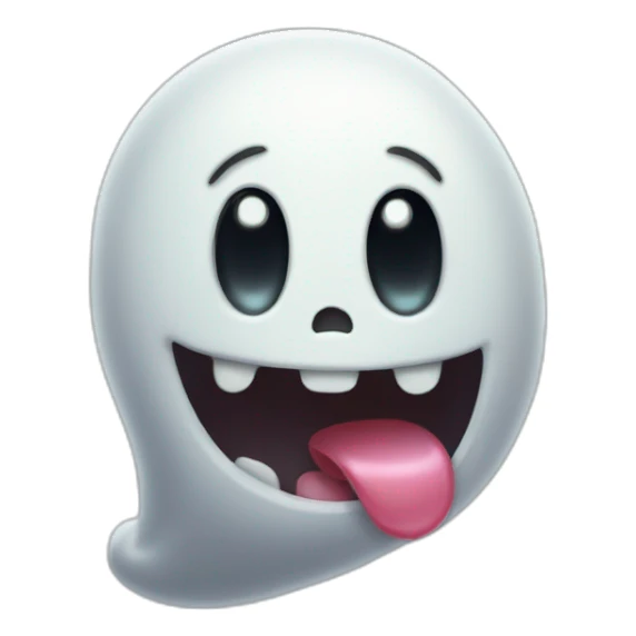 a funny little ghost who sticks out his tongue sticker