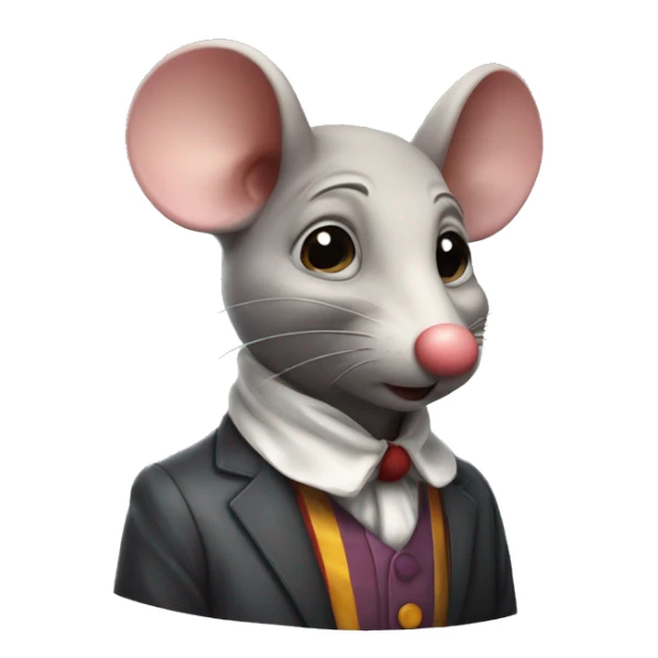 Een studerende rat met een clown gezicht sticker