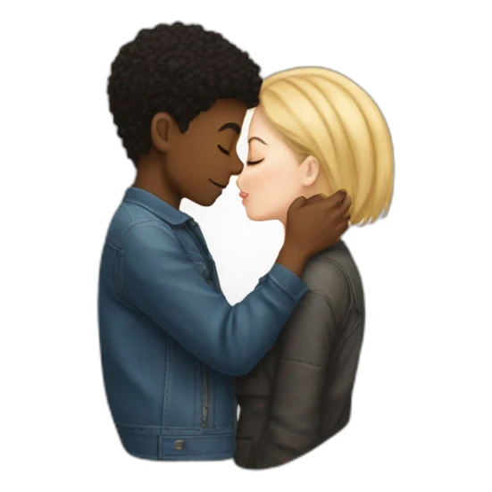 Black Boy with srk haircut smooching a white girl sticker