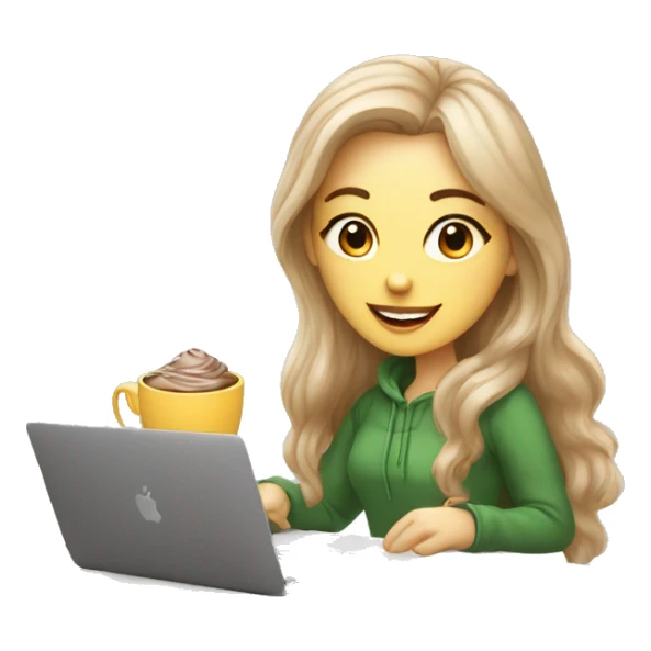 White girl ux designer Lithuanian style with MacBook and cocoa  sticker