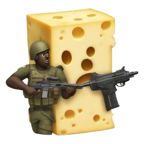 a block of cheese playing call of duty sticker