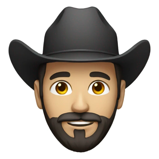 programmer with a hoodie, dark beard, white skin, and a cowboy hat sticker
