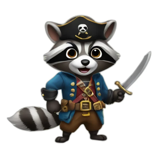 Raccoon pirate sticker