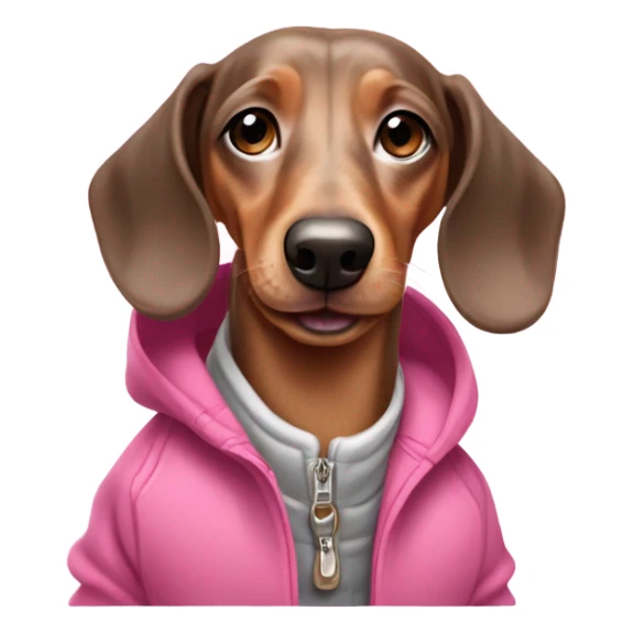 Happy merle dachshund wearing pink jacket sticker