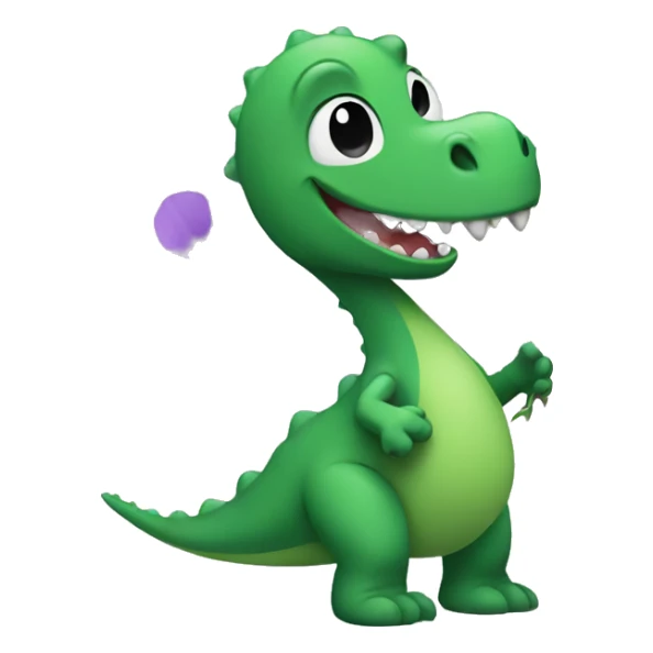 Green dino with violet (flower) sticker