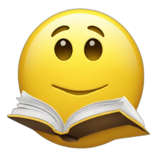 yellow glossy round emoji holding book sticker