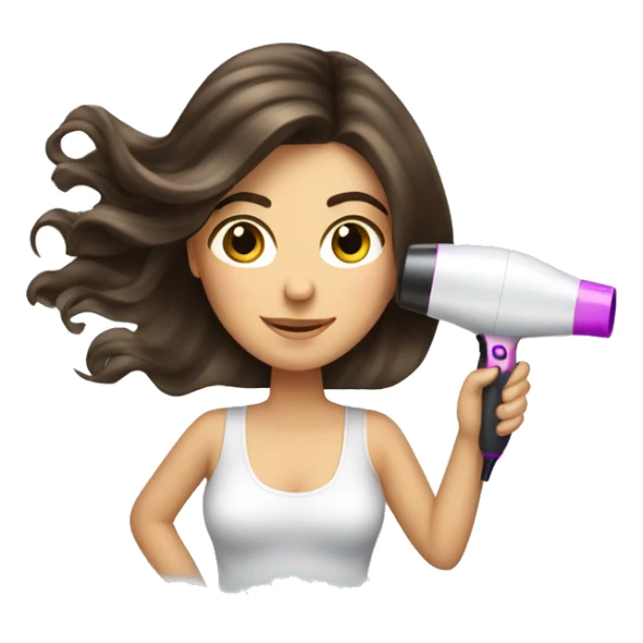 Brunette girl blow drying hair sticker