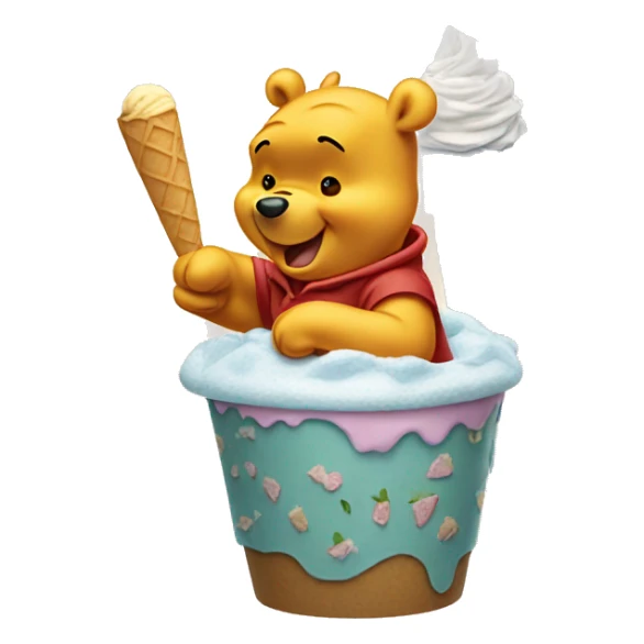 Winnie the Pooh eating ice cream  sticker