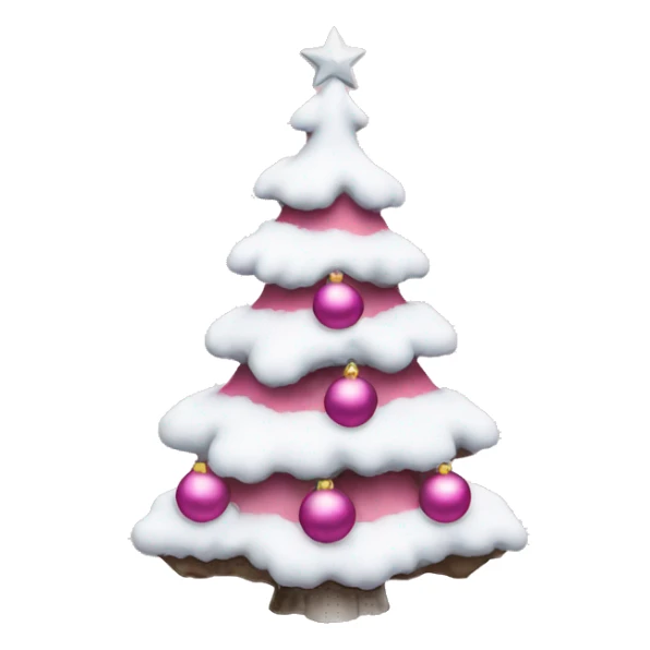 Christmas tree with pink ornaments and white snow sticker