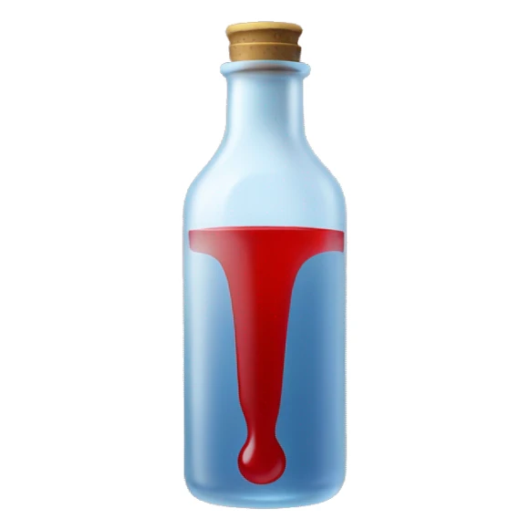 Medicinial bottle with an red liquid sticker