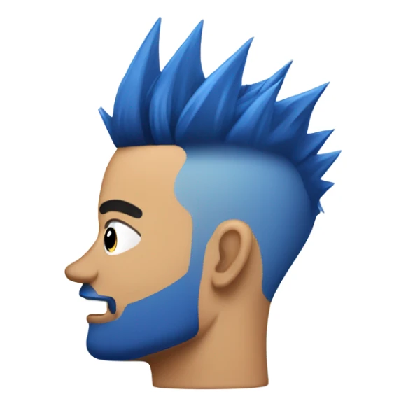 Man with blue spiked hair getting a fade haircut sticker