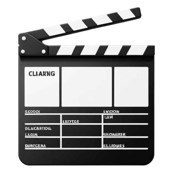 ultra minimal movie slate, simplified to basic shapes, iconic film clapperboard reduced to essential elements sticker
