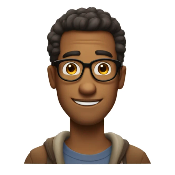 a guy in eyeglass pixar style smirking sticker