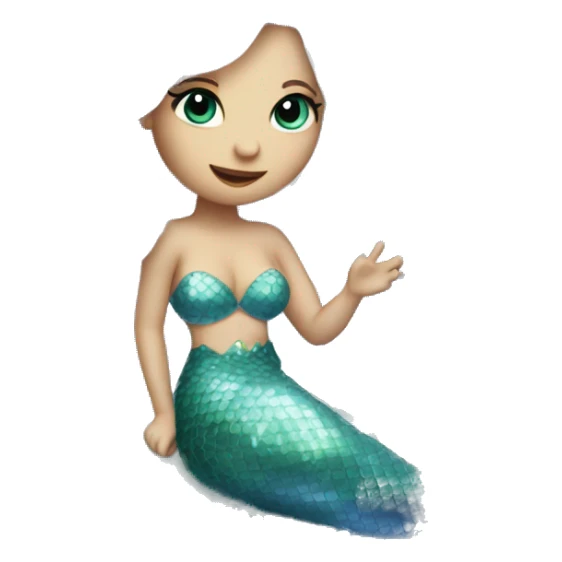 white hair mermaid with white tail in crystal ball sticker