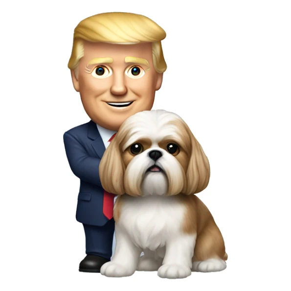 Donald trump holding a shih tzu dog  sticker