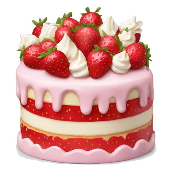 Pink strawberries and cream birthday cake  sticker