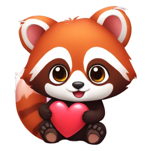 Red panda holding a heart in his hand sticker