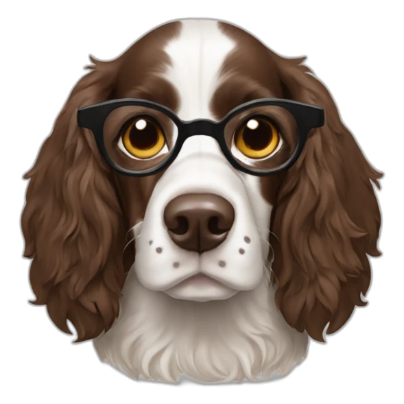 Springer spaniel with man and woman and glasses sticker