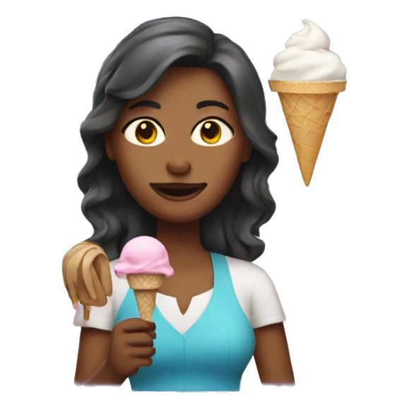 Woman with ice cream sticker