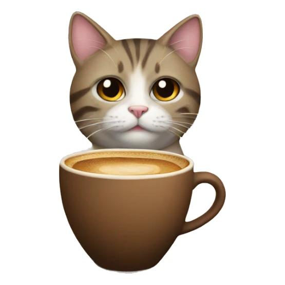 cat with a cup of coffee sticker