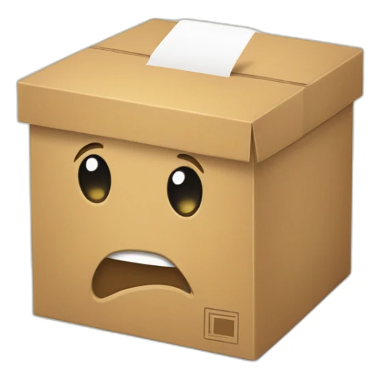 Empty cartoon box with a card sticking out of it. Draw a map on the card sticker