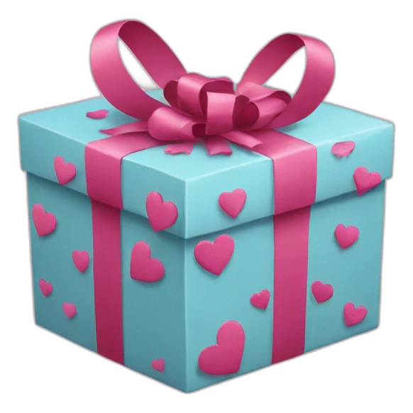 gift box with heart stickers around the box sticker