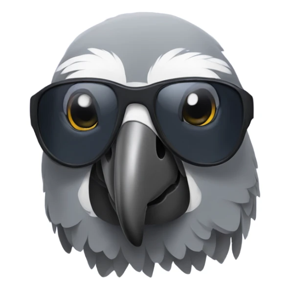 African grey parrot with sunglasses on sticker