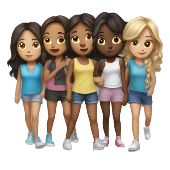 group of 5 girls sticker