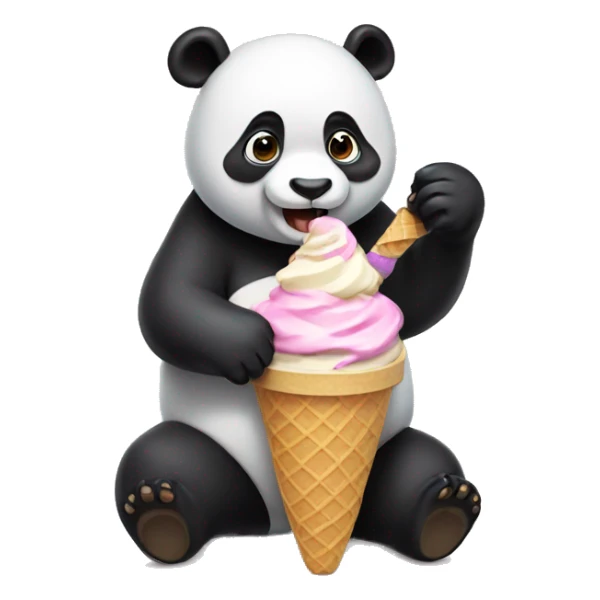 Panda eating ice cream sticker