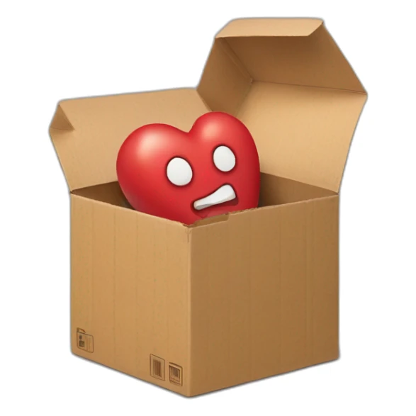 Real heart in a cardboard box sticker