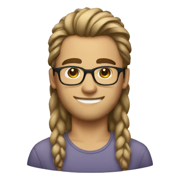 a guy with long hair with high bun with glasses sticker