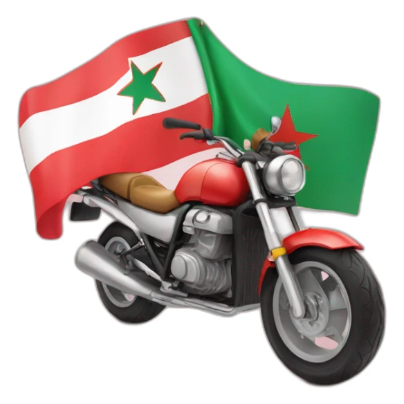 une moto avec le drapeau du Maroc derrière sticker