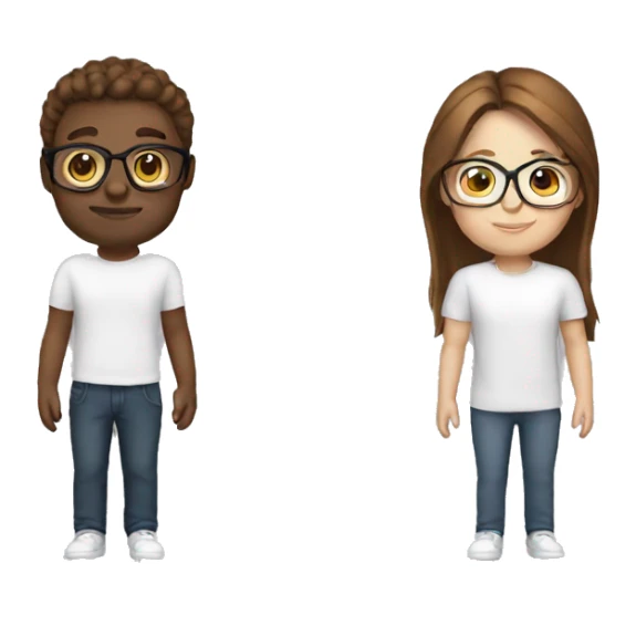 best friends both white with brown hair one has glasses sticker
