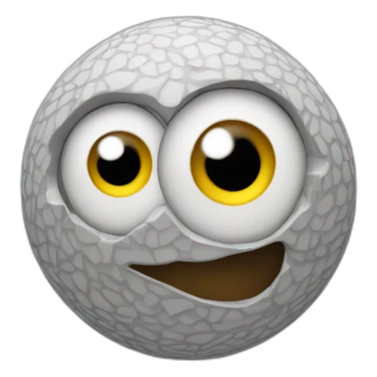 3d sphere with a cartoon underdeveloped skin texture with big childish eyes sticker